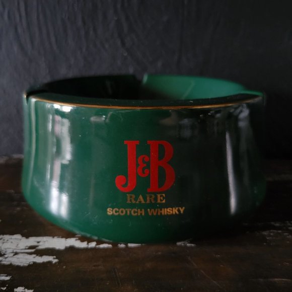 Vtg J&B Rare Scotch Whisky Large Table Ashtray, Green Ashtray France, Bar Decor - Picture 1 of 6